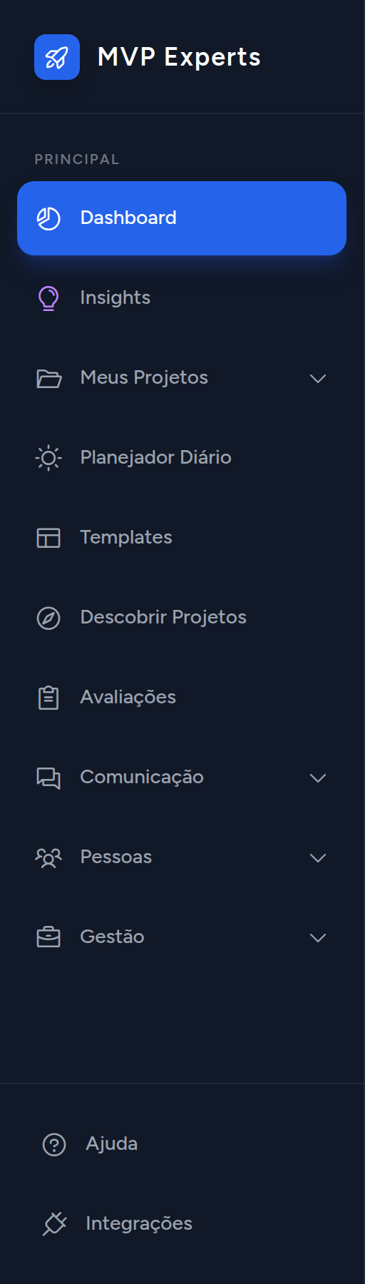 Menu lateral expandido