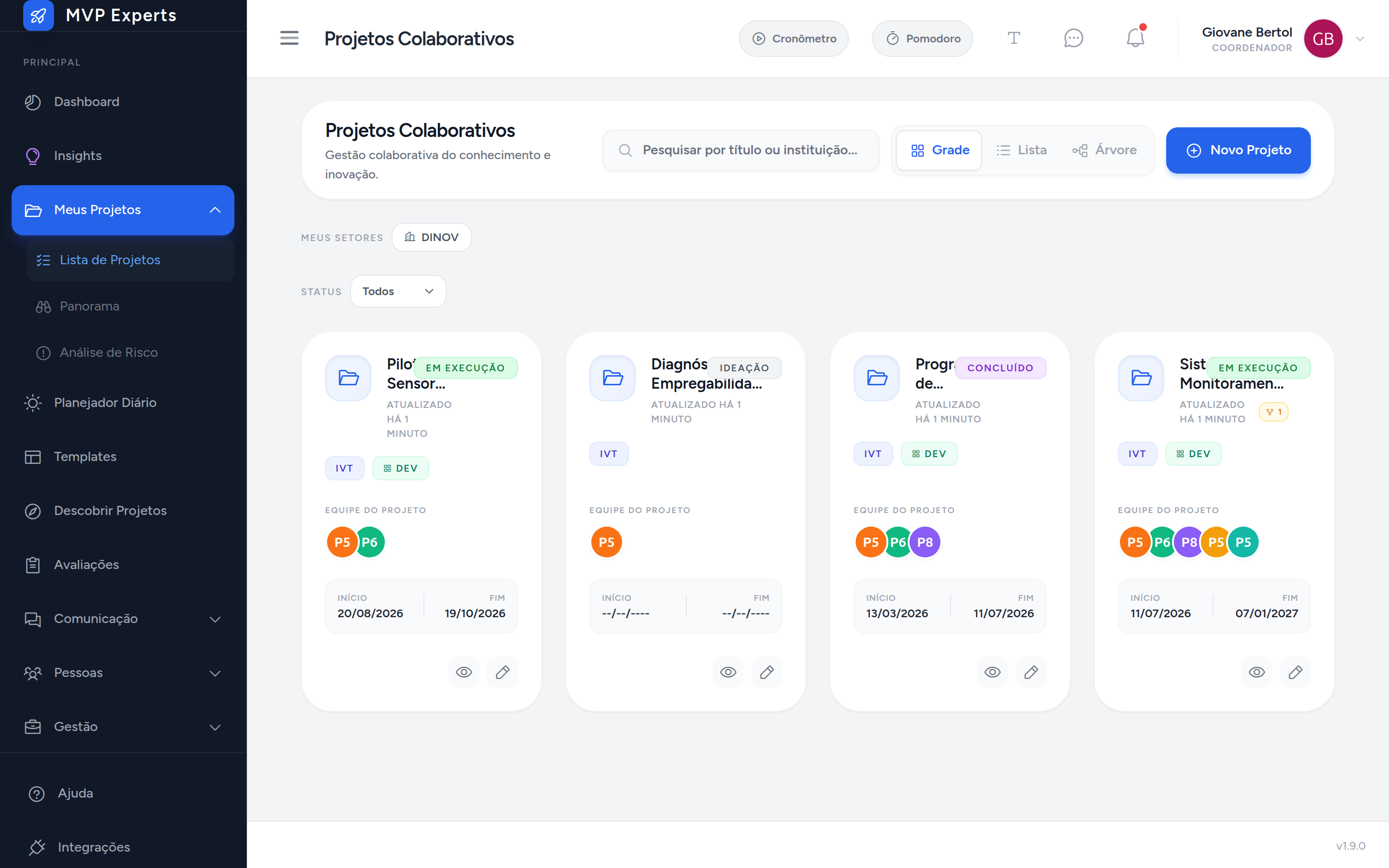 Lista de projetos